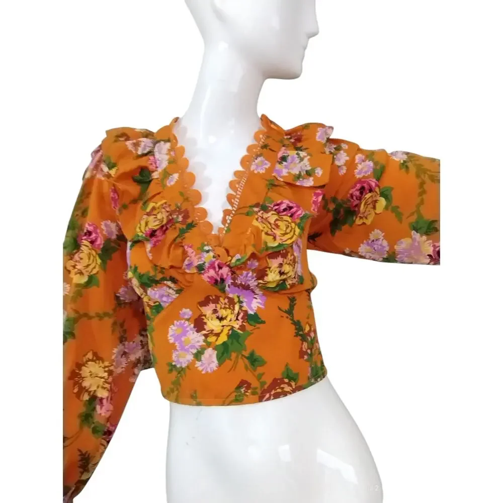 Milk & Honey Women's size Large Floral Feminine‎ Babydoll Milkmaid Cocktail Top